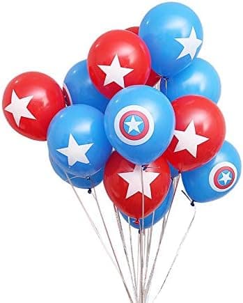 Astra Gourmet 24-Pack Red Blue Captain America Theme Balloons Superhero Balloons for Kids Birthday Party Favor Supplies Decorations - Large 12" Latex Balloons