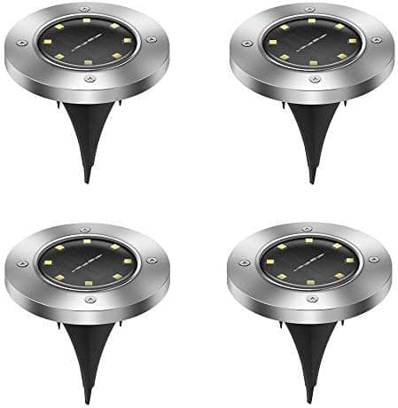 4PCS Solar Ground Lights, 8 LED Landscape Lamp Waterproof Disk Lights for Lawn Pathway Yard Deck Patio