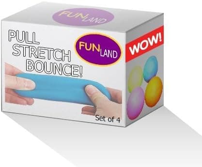 Top Race Pull and Stretch Bounce Ball, Squeeze It, Stretch It, Bounce It, Set of 4