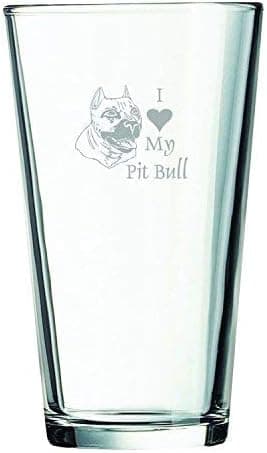16 oz Pint Glass - I Love My Pit Bull