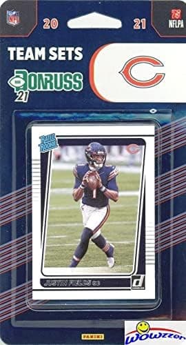 Chicago Bears 2021 Donruss Football Limited Edition 10 Card Complete Factory Sealed Team Set with JUSTIN FIELDS Rated Rookie, Khali Mack, Tarik Cohen & More Stars & Rookies! WOWZZER!