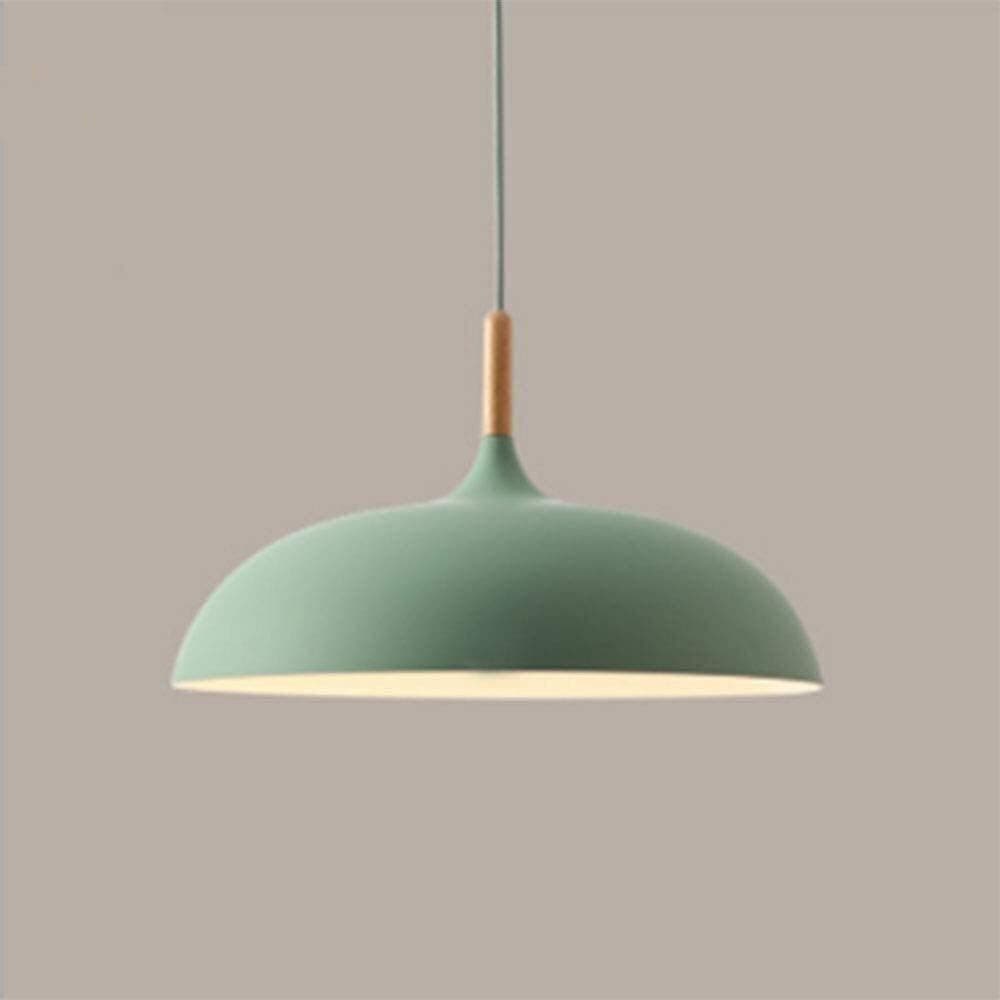 Nordic Modern Pendant Lights Aluminum Wood Hanging Lamp Round Macaron Pendant Lamp E27 Dining Table Drop Lights Dining Room, Bedroom Cafe Decor Lighting (Color : Green, Size : 40CM)