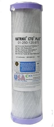 MatriKX (01-250-125-975) 9.75"x2.75" +1 Carbon Block CTO PLUS 0.6 Micron Filter