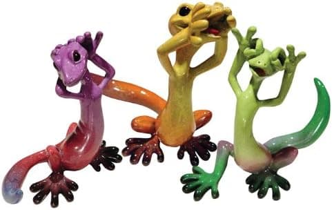 Kitty's Critters 8162 No Evil Geckos, 4-Inch Tall, Multi-Colored, Set of 3 Gekkos