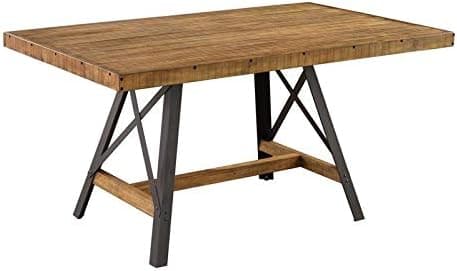 Pemberly Row Anston Rustic Brown 60'' Dining Table with Rustic Plank Top