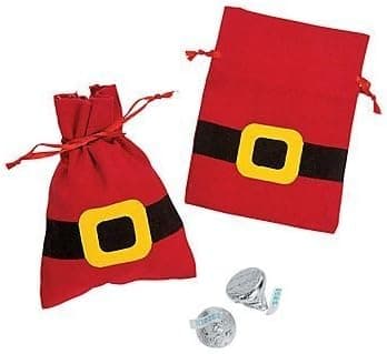 Christmas Holiday Red Canvas Santa Suit Drawstring Bags 1 Dozen