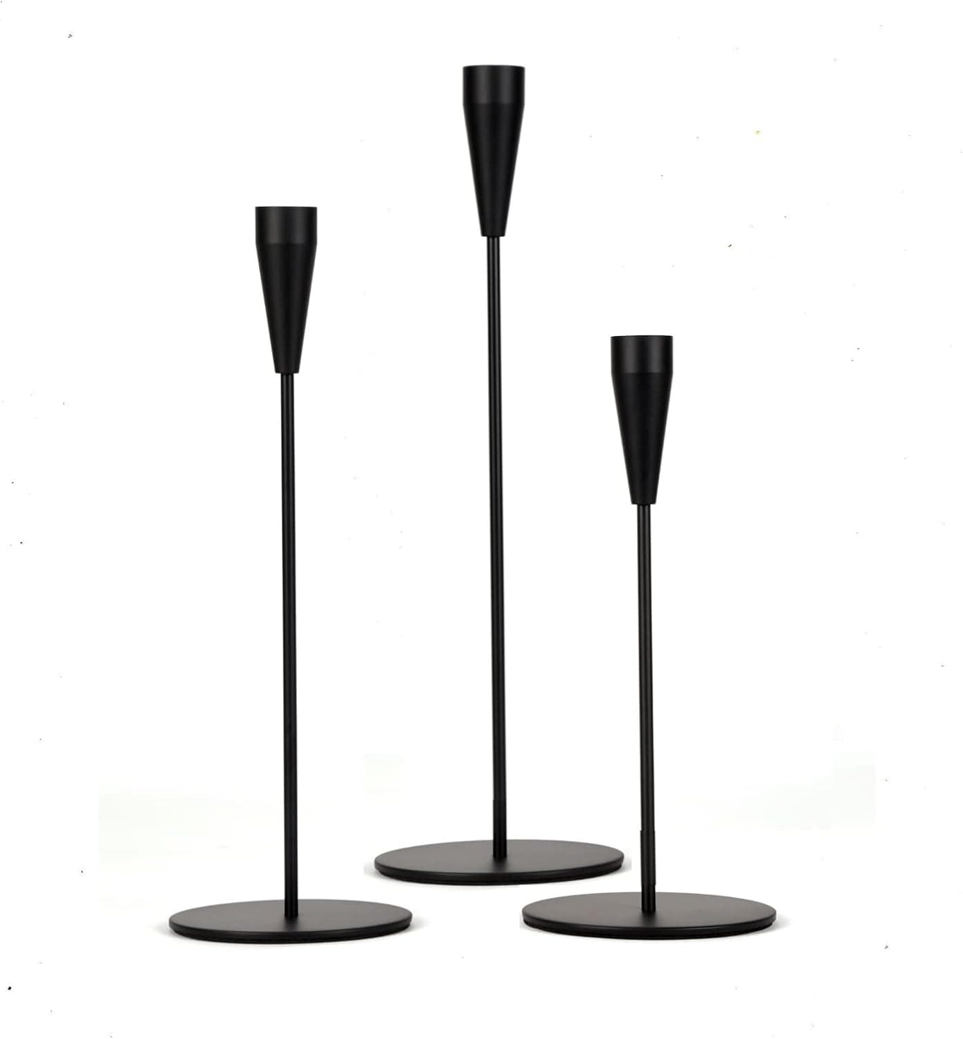 Legiolia Candle Holder, Matte Black Candle Holders, Black Candlestick Holders, Candlestick Holders for Taper Candles, Tall Candle Holder, Candle Stick Holder Bundle, Modern, Iron, Metal, Large, Set 3