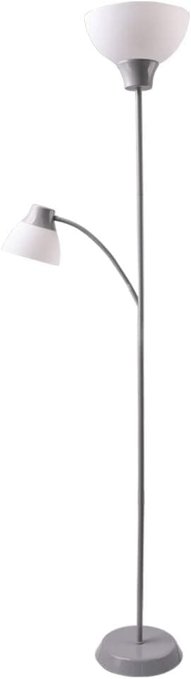 ENERGETIC SMARTER LIGHTING 5W Floor Lamp with 3.5W Adjustable Reading Light, 4000K Cool White, Eye-Caring Silver Modern Floor Reading Lamp