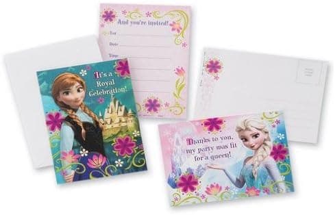 Disney Frozen Thank You Post Cards And Invitations Cards with Envelopes x 3 set (includes 24 Invitations and 24 thank you card) total of 48 cards