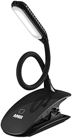 AMIR Upgraded Mini Book Light, 5 LED Clip on Reading Light, 3 Colors x 3 Levels Brightness Eye-Care Reading Lamp, Lightweight, up to 60 Hours Reading (9 Levels)