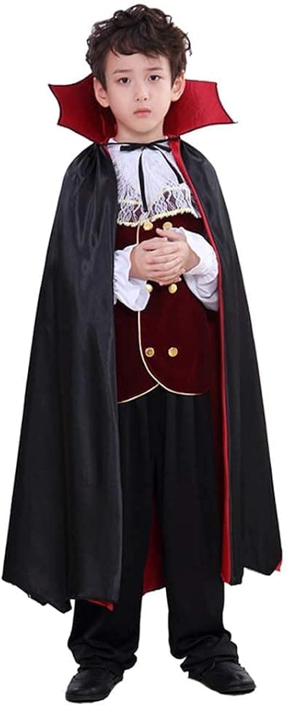 LMYOVE Kids Vampire Costume, Halloween Dress Up Dracula Role Play for Boys Toddler