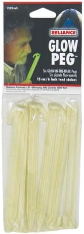 Reliance Produts Glow 6-Inch Glow-in-The-Dark Tent Pegs (6-Pack)