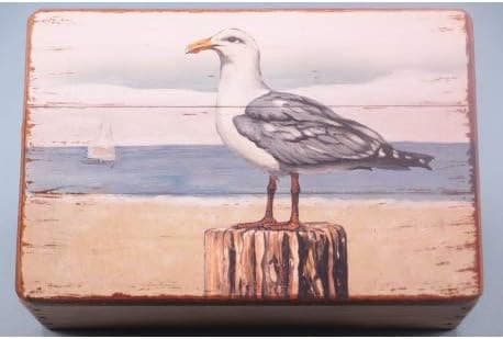 SDL Imports Shabby Chic Seagull Box - Rustic Nautical Storage Box