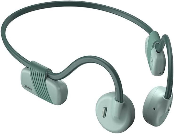 HUAHAT HuaHat Bluetooth V5.0 Open-Ear Headset Bone Conduction Wireless Earphone HD Stereo Surrounding Sports Earphones Sweat-Resistant One-Touch Simple Operation Skin-Friendly (BH318-Green)