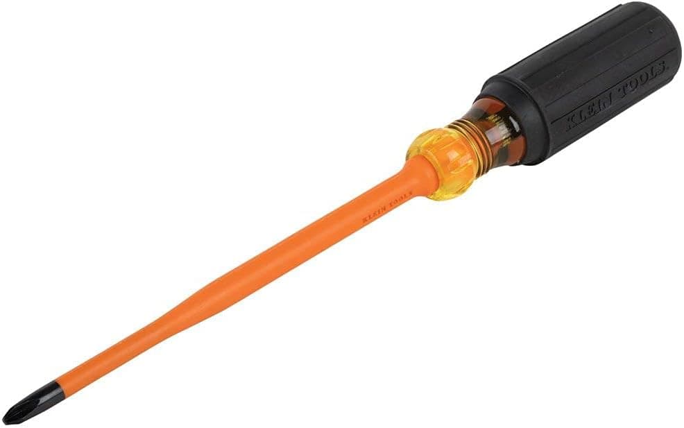 Klein Tools 6936INS Insulated Screwdriver, 1000V Slim Profile Tip, 2 Phillips with 6-Inch Shank, Cushion-Grip Handle