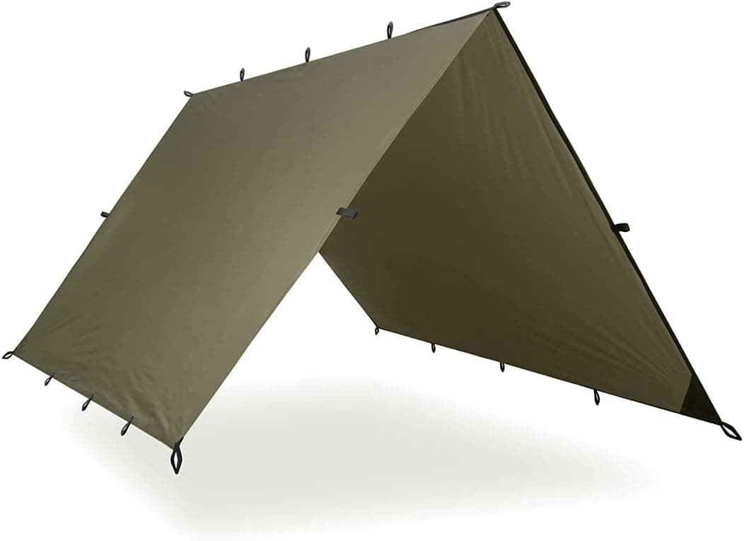 Aqua Quest Safari Tarp - 100% Waterproof Lightweight SilNylon Bushcraft Camping Shelter - 10x7, 10x10, 13x10, 20x13 Olive Drab or Camo (Brown, 13 x 10 ft)