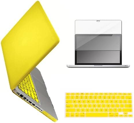 Gearonic Rubberized PC Hard Case with Keyboard Cover and Screen Protector for 15-Inch MacBook PRO, Yellow (5083YPUIB)