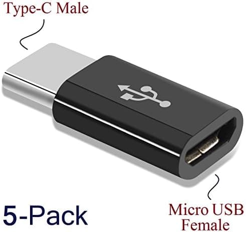 Josi Minea x5 Pcs USB 3.1 Type C [ USB-C ] to Micro USB Adapter Connector for Samsung Galaxy S8 & S8 Plus, Google Pixel, LG G6 / G5 / V20, Nexus 5X / 6P, New MacBook, OnePlus 3/2 - Black [ 5 Pack ]