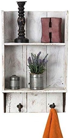 Del Hutson Designs Rustic Bathroom Shelf USA Handmade Reclaimed Wood, White