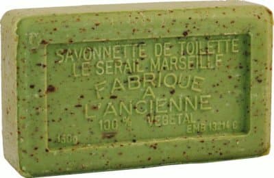 Savon de Marseille (Marseilles Soap) - Green Tea Soap Exfoliating Bar 150g - Handcrafted Pure Olive Oil French Milled soap with Crushed Pieces of Green Tea Leaves