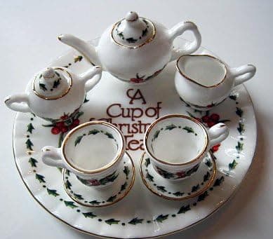 A Cup of Christmas Tea Miniature Tea Set - Bone China