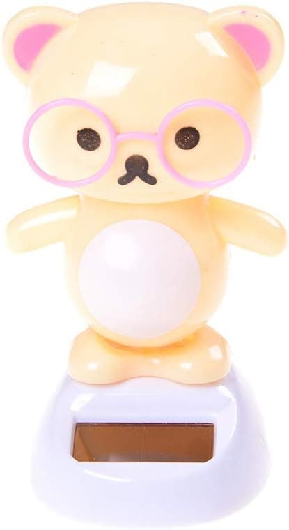 CoscosX 1 Pc Window Flip Flap Sun Catcher Ornament Solar Powered Dancing Glasses Bear Swinging Animated Bobble Dancer Toy Portable Suncatchers Car Dashboard Decor Office Desk Home Decorations