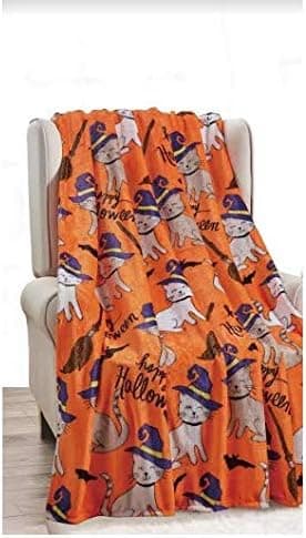 hdg Soft Plush Winter Christmas Halloween and Holiday Throw Blanket - 50" X 60" - Great Gift 7 (Halloween Cats)