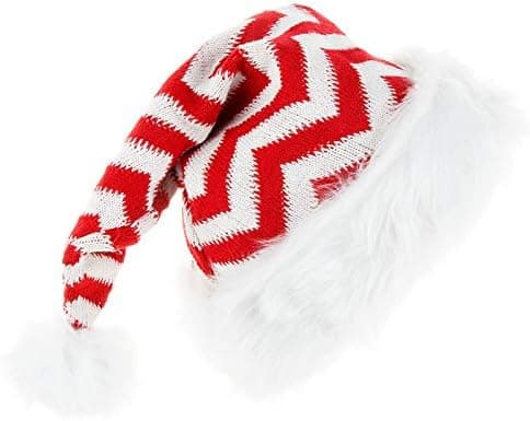 Leazone Christmas Hat Santa Hat Knit Hat for Adults Christmas Costume Xmas Hat for Christmas New Year Holiday Party Supplies