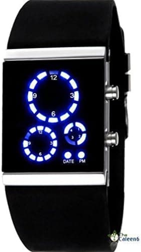 Mirror 3 Dials Digital LED Sport Cool Silicone Wrist Watch