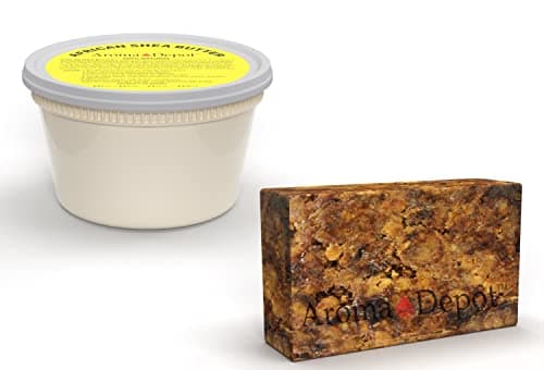 Raw African Shea Butter 1 lb / 16 oz Each Ivory/White & Black Soap BAR Grade A Pure Natural Unrefined Fresh Moisturizing, Ideal for Dry and Cracked Skin. Can be use in Body, Hair and Face