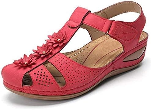 LEIDE Women's Comfort Cutout Hook and Loop Summer Athletic Wedge Sandals Ankle Strap Walking Flat Flip-Flops Loafers Shoes Soft Bottom Platform Sandals