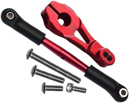 GPM For Traxxas TRX-4 Trail Defender Crawler/TRX-6 Merc-Benz G63 Upgrade Parts Aluminum Servo Horn with Steering Link - 8Pcs Set Red
