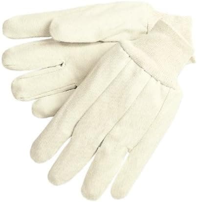 MCR Safety 8300C Cotton Canvas Heavy Weight Knit Wrist Premium Men's Gloves with Straight Thumb, White, Large, 1-Pair