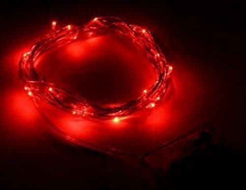 Alkbo 3AA Battery Operated 50 LED Copper Wire String Lights, 5M, Red