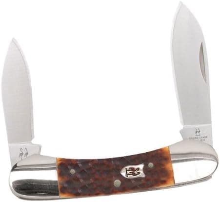 Kissing Crane Knives 6217BR Canoe Pocket Knife with Autumn Brown Pick Bone Handles