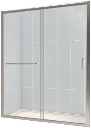 DreamLine Infinity-Z 56-60 in. W x 72 in. H Semi-Frameless Sliding Shower Door, Clear Glass in Brushed Nickel, SHDR-0960720-04