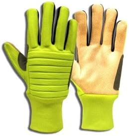 Cordova Colossus IV High Visibility Lime Spandex Back, Foam Metacarpal Padding, Knuckle and Finger Padding, Canvas Palm-Large