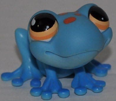 Frog #806 (Aqua, Orange Eyes, Blue Toes, Red Spots) Littlest Pet Shop (Retired) Collector Toy - LPS Collectible Replacement Single Figure - Loose (OOP Out of Package & Print)