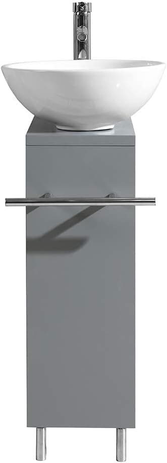 Tonyrena Modern Grey Bathroom Vanity with Ceramic Vessel Sink,Faucet and Pop Up Drain Combo