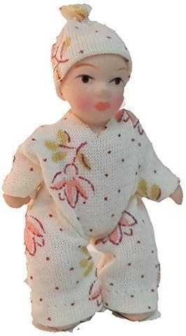 Melody Jane Dollhouse Baby Toddler in Spotted Suit Miniature Porcelain People