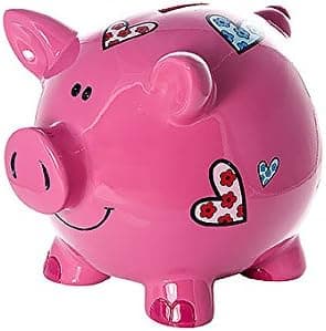 Mousehouse Gifts Large Big Pink Pig Money Box Toy Coin Savings Piggy Bank with Hearts for Kids Adults Children Present Gift for Girls