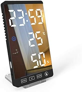 Silverzone Led Digital Alarm Clock Mirror Table Clocks with Temperaturedigital Hygrometer (White)
