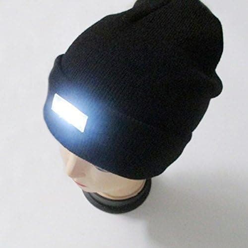 Spector8482;Unisex 5 LED Knitted Flashlight Beanie Hat/cap for Hunting, Camping, Grilling, Auto Repair, Jogging, Walking, or Handyman Working - One Size Fits Most (Black)