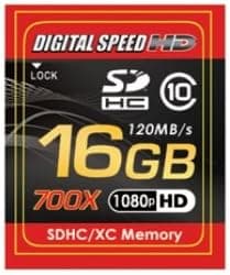Digital Speed 16GB 700X Professional High Speed 120MB/s Error Free (SD) Memory Card Class 10