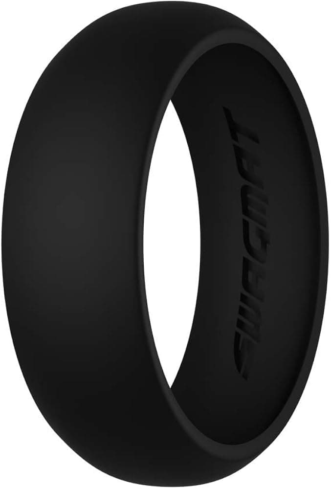 Swagmat Silicone Wedding Ring for Men and Women - 7 Packs 3 Packs and Singles - Black, Grays and Blue Rubber Wedding Bands for Men - 8.7 millimeters Wide