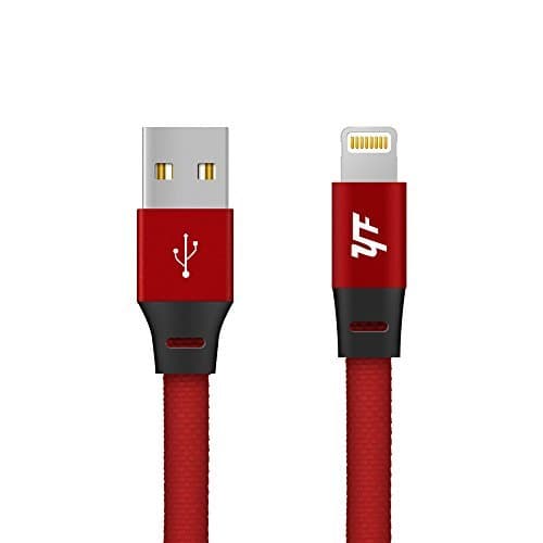 YF （Apple MFI Certified 4ft [ Fabric Flat Wire] for iPhone 100% lLignting Cable for iPhone 6 6s 7s 7s Plus (red)