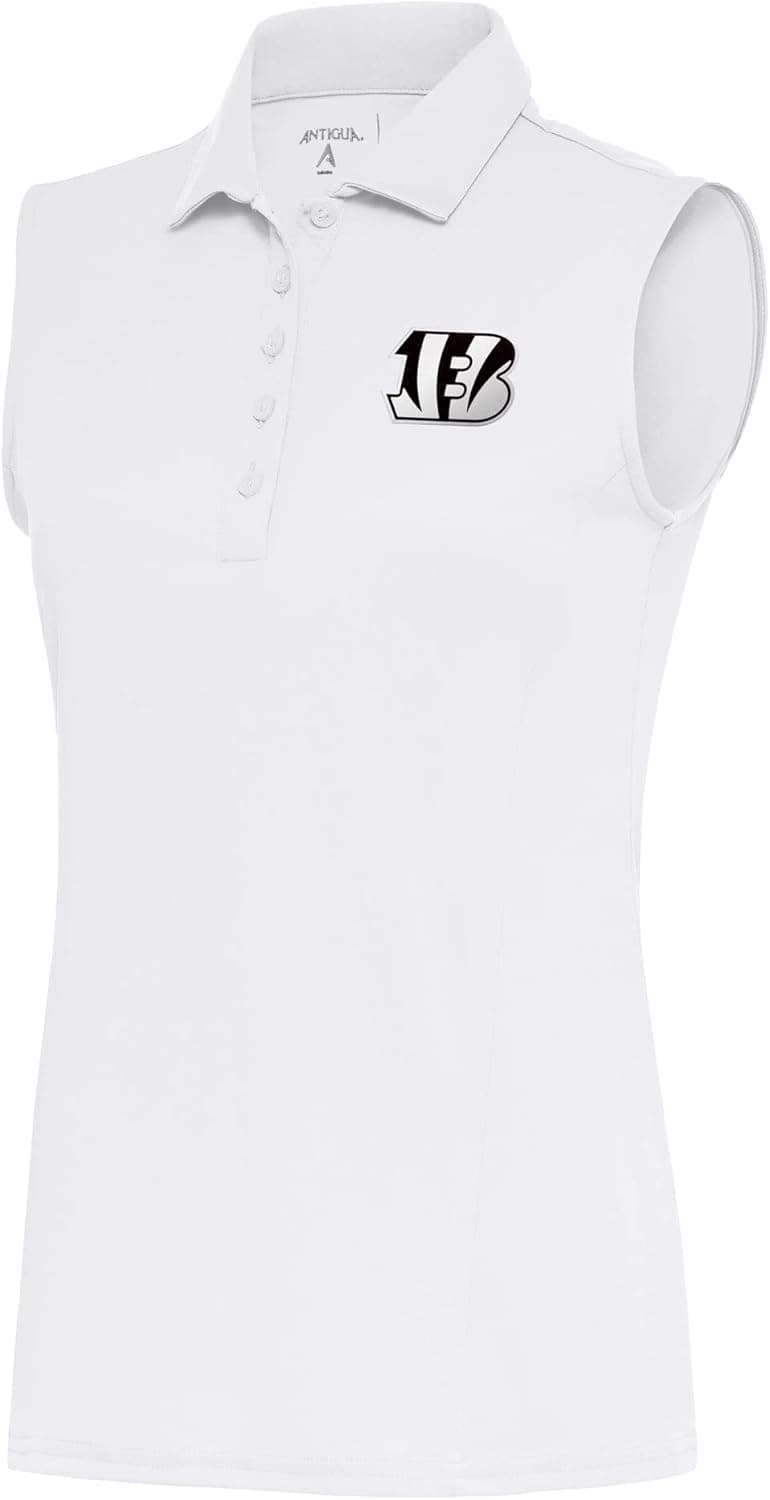 Antigua Women's NFL Metallic Logo Sleeveless Tribute Polo