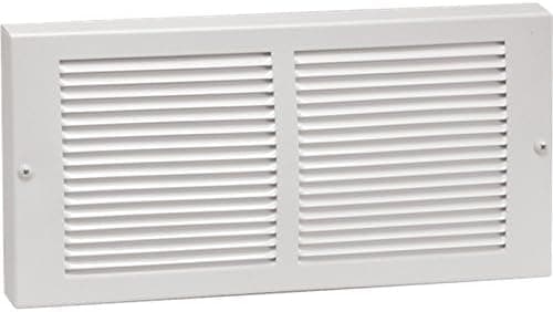 12" X 12" Baseboard Return Air Grille - HVAC Vent Duct Cover - 7/8" Margin Turnback for Flush Fit with Baseboard Work - White [Outer Dimensions: 13.75" Width X 13.75" Height]