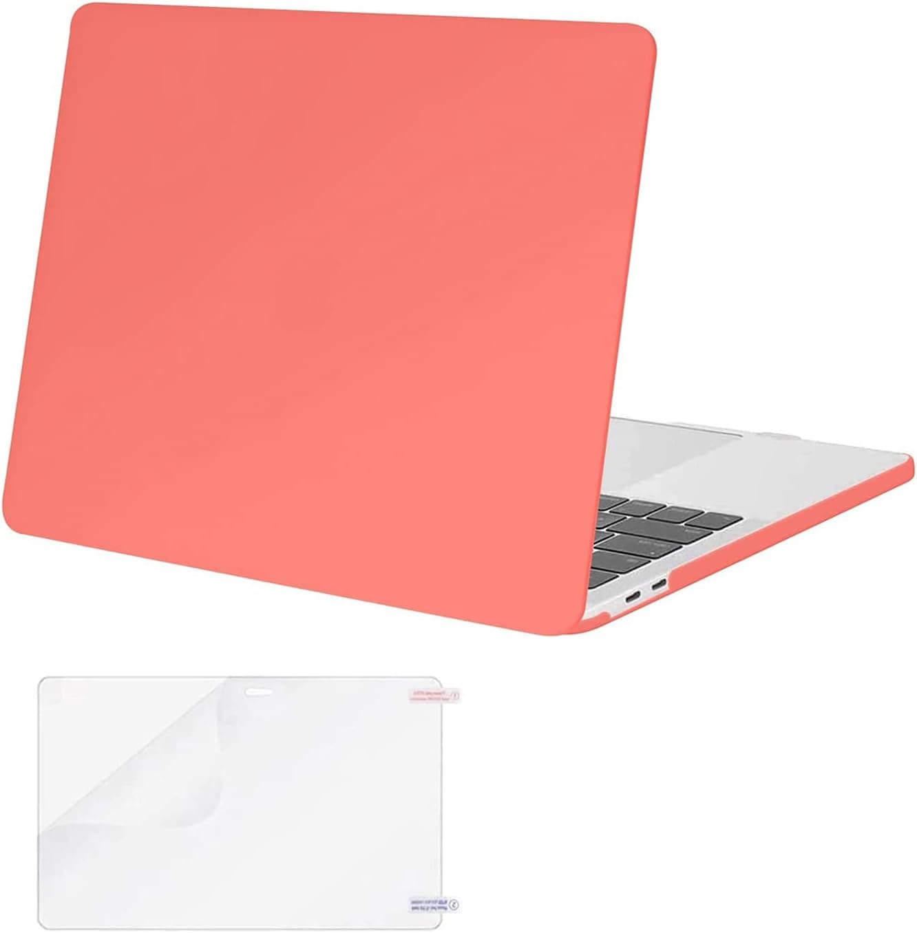 MOSISO Compatible with MacBook Pro 13 inch Case M2 2023, 2022, 2021-2016 A2338 M1 A2251 A2289 A2159 A1989 A1708 A1706 with/Without Touch Bar, Plastic Hard Shell&Screen Protector, Living Coral