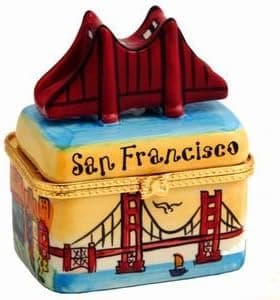 San Francisco Jewelry Box Puff Hand Painted Golden Gate Bridge WONK BOX SF
